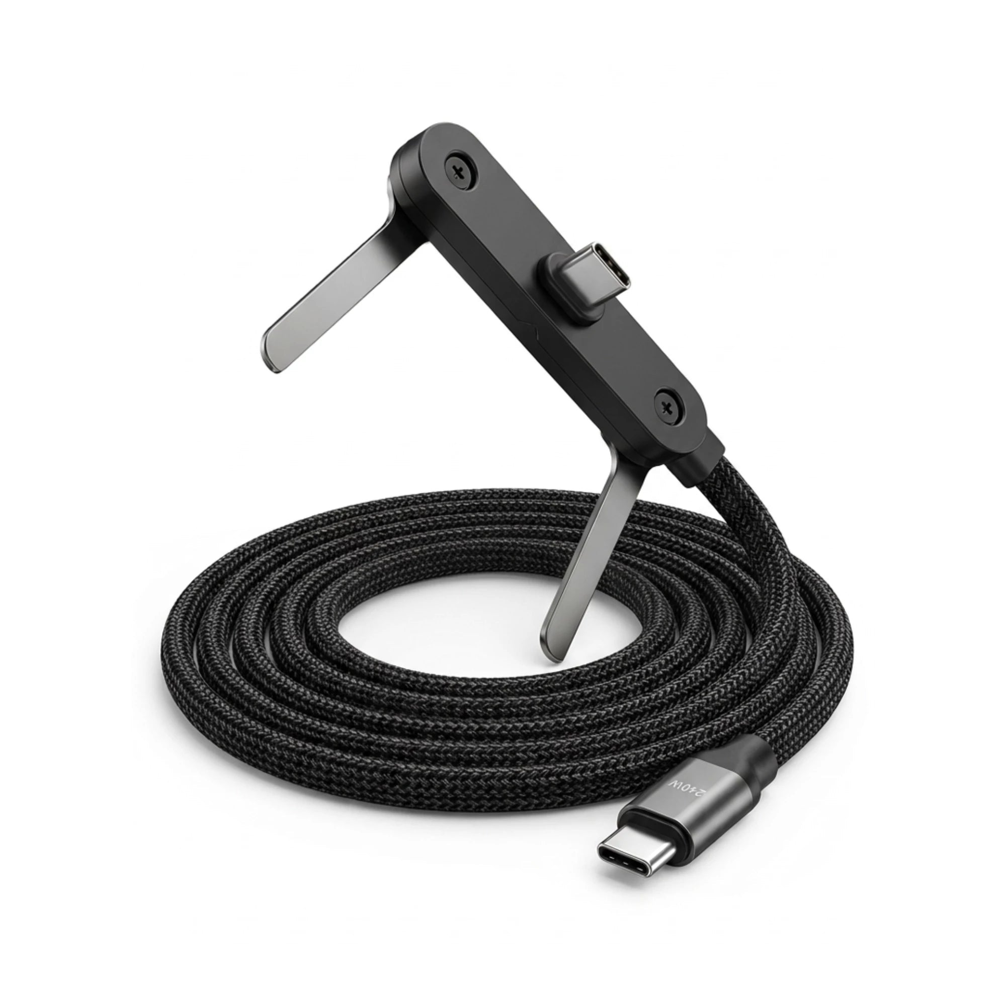 Câble Type-C avec Support Pliable Intégré Ultra-Rapide 240W  & Connecteur en T Ergonomique Bitobi
