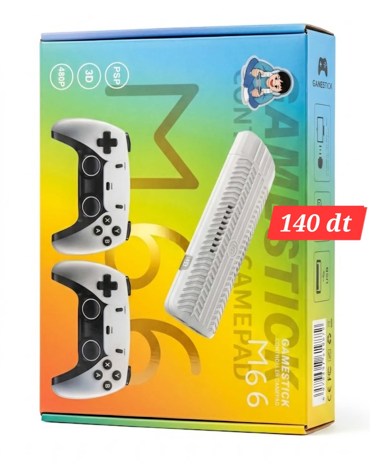 🚀 Clé Console Rétro GameStick M66 White Edition – +33 000 Jeux (PSP, PS1, PS2 & 3D) + 2 Manettes Sans Fil Bitobi