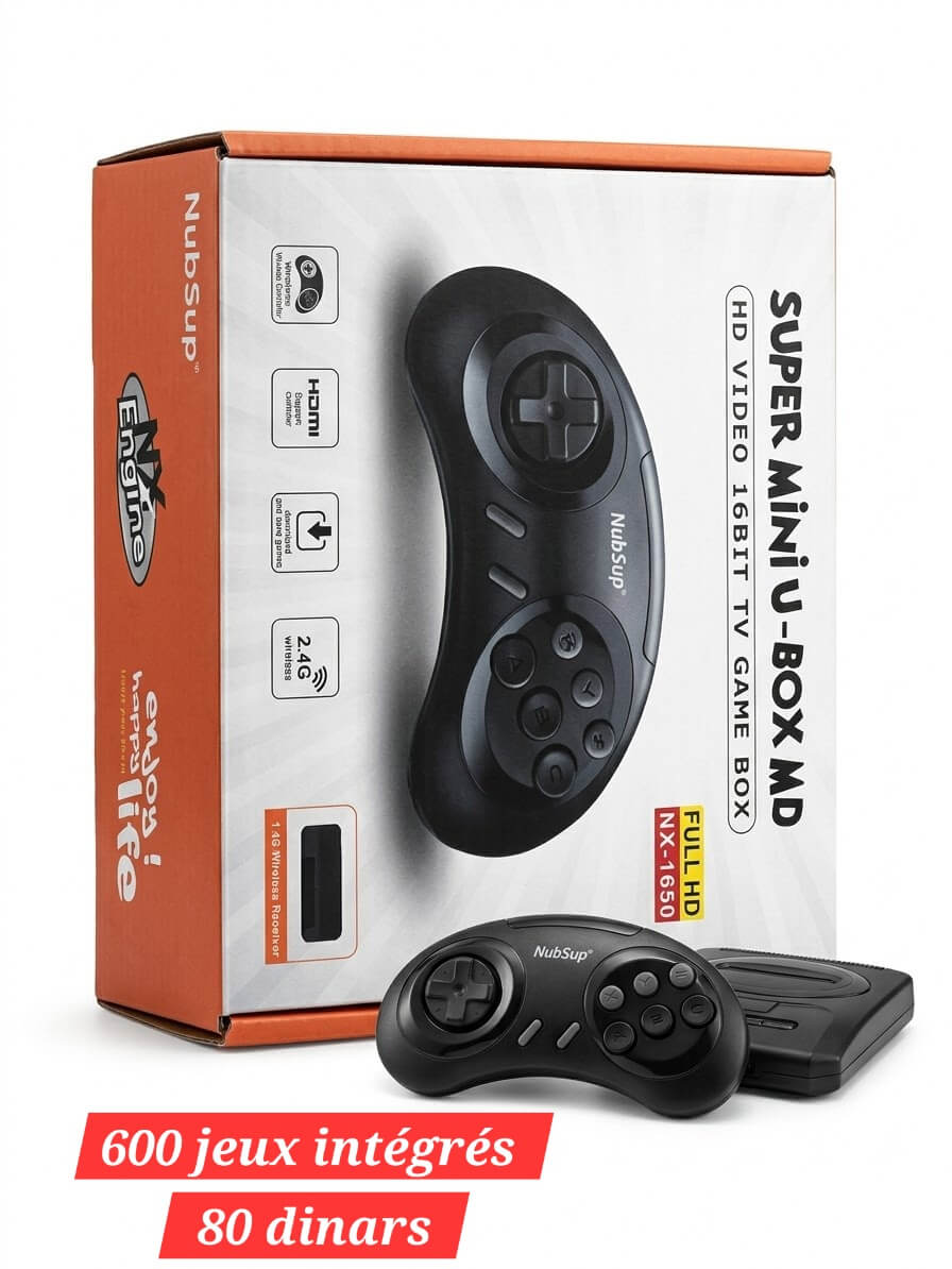 Console Rétro Super Mini U-BOX MD 16-Bit – 600 Jeux Intégrés + HDMI Full HD Bitobi