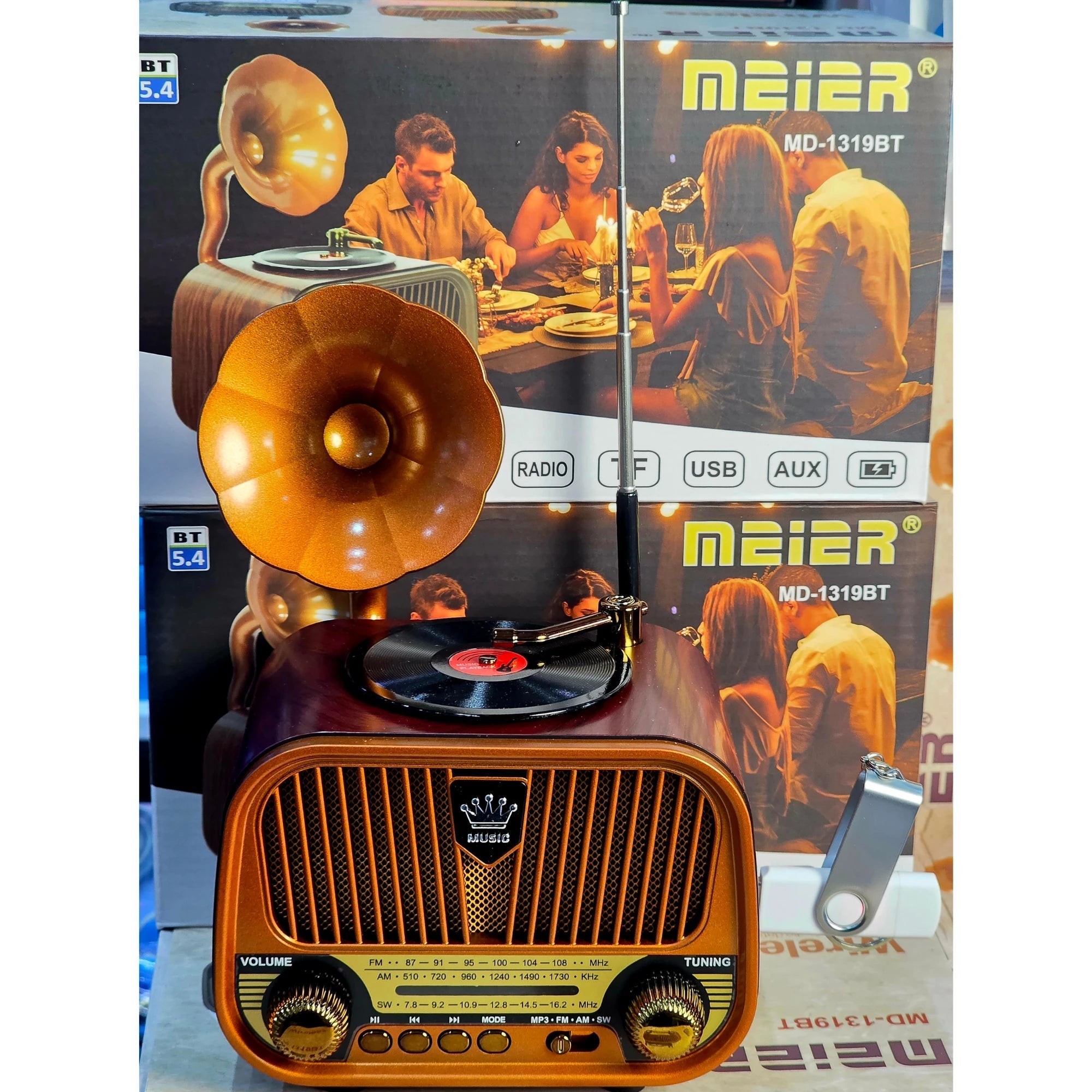 Radio Portable MEIER MD-1319BT – Bluetooth 5.4, 5 Bandes (FM/AM/SW), Lecteur USB & AUX Bitobi
