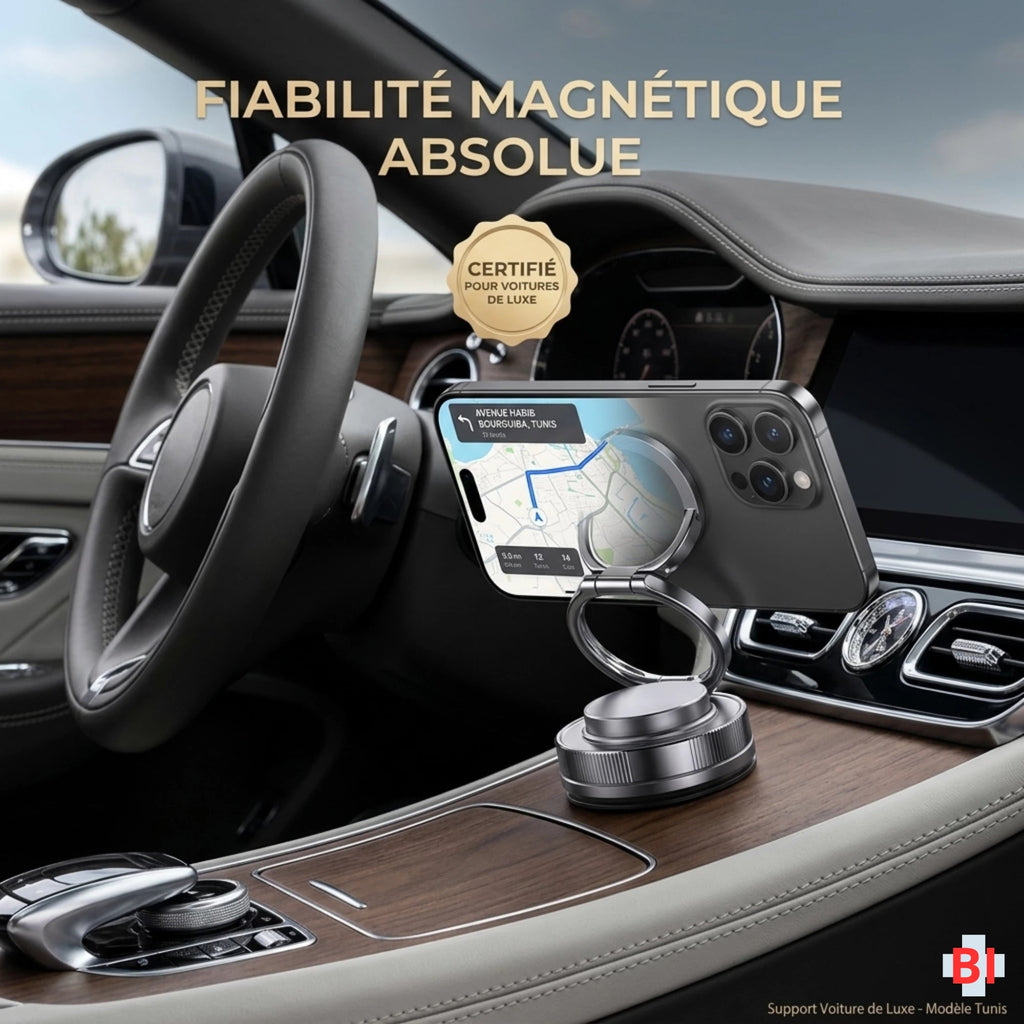 Support Smartphone Magnétique à Ventouse Vacuum de Luxe – Rotation 360° & Finition Métallique Ultra-Stable Bitobi