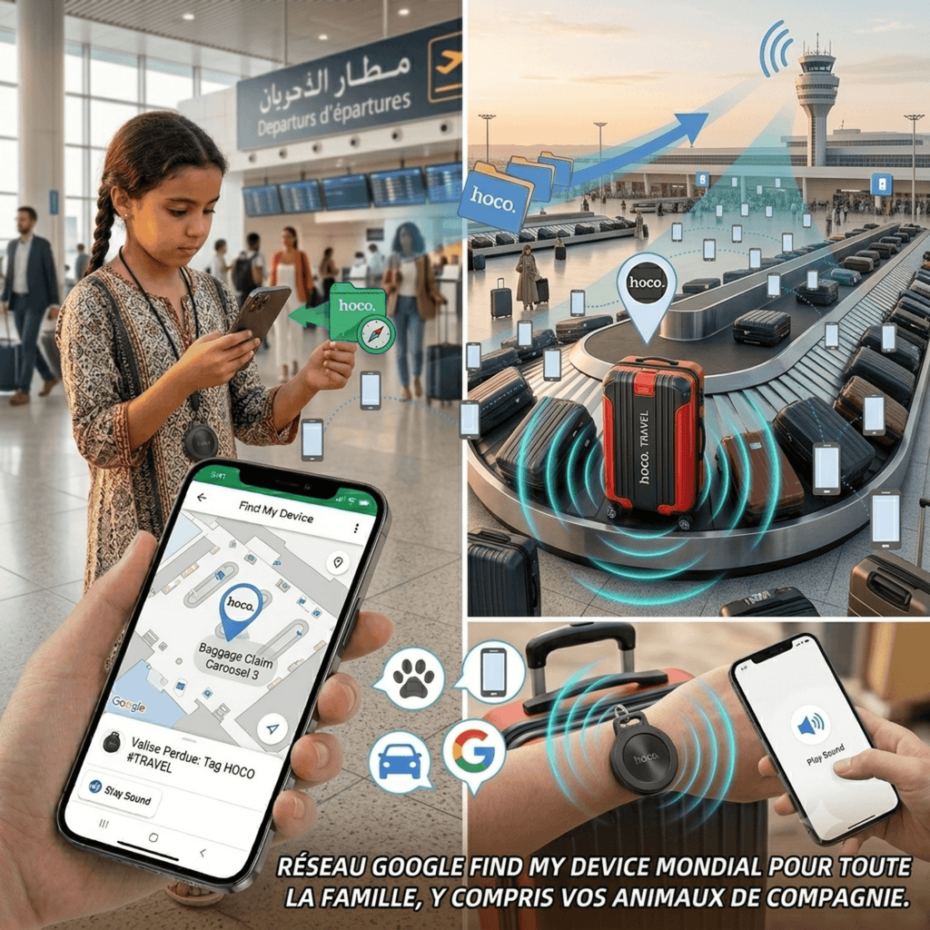 Traceur Intelligent Hoco E96A : Protégez et Localisez Instantanément Tout ce qui Vous est Cher (Enfants, Animaux, Valises) Bitobi
