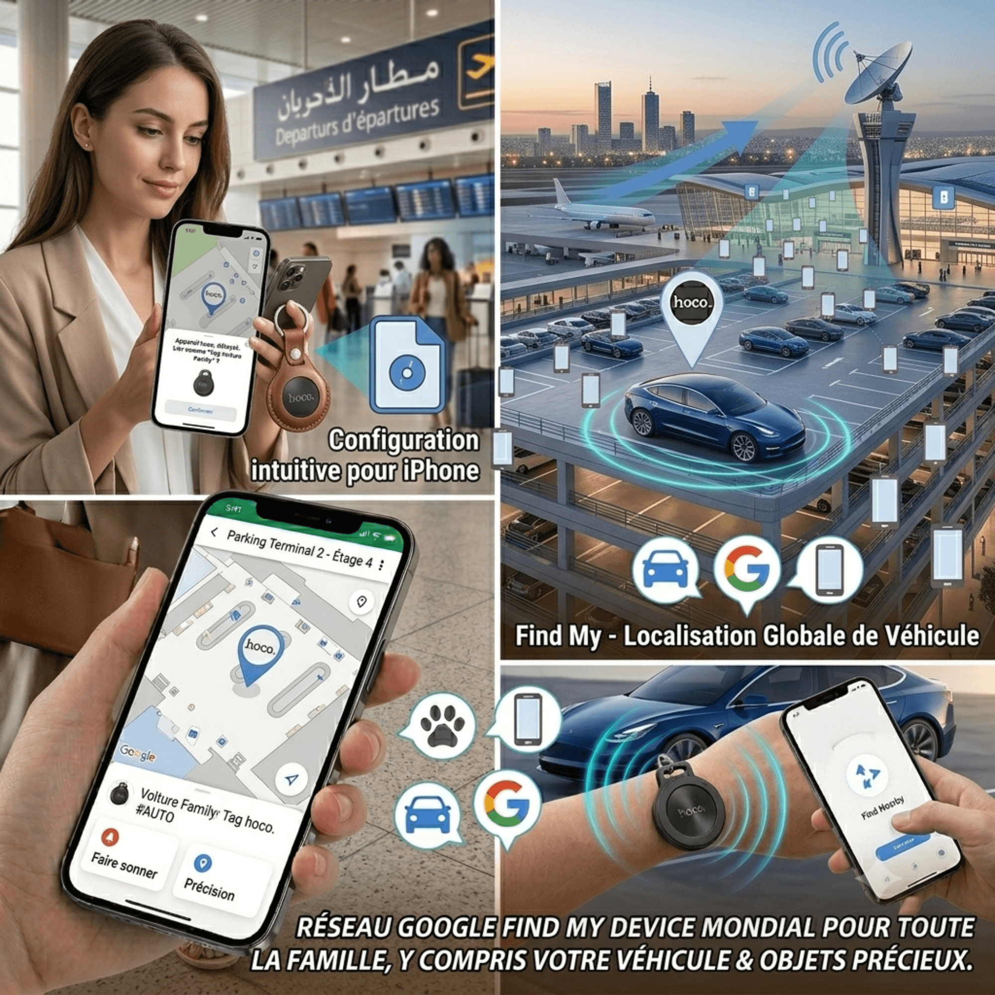 Traceur Intelligent Hoco E96A : Protégez et Localisez Instantanément Tout ce qui Vous est Cher (Enfants, Animaux, Valises) Bitobi