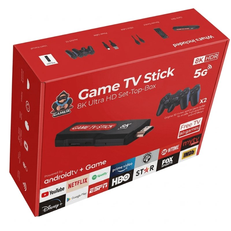 Game TV Stick 8K : Console Rétro 20 000 jeux & Box Android Ultra HD – 5G réunies en une seule clé HDMI Bitobi