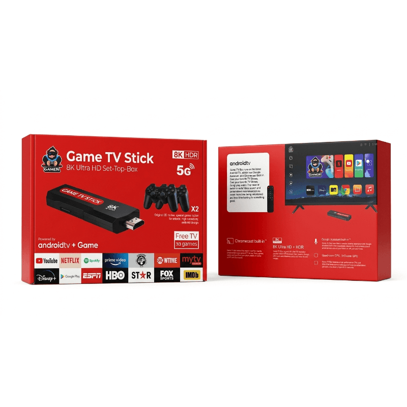 Game TV Stick 8K : Console Rétro 20 000 jeux & Box Android Ultra HD – 5G réunies en une seule clé HDMI Bitobi